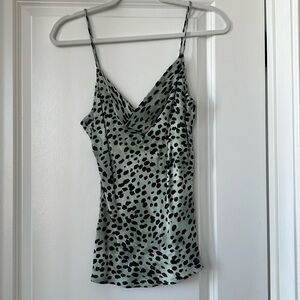 Zara patterned silky tank w/ cowl neck